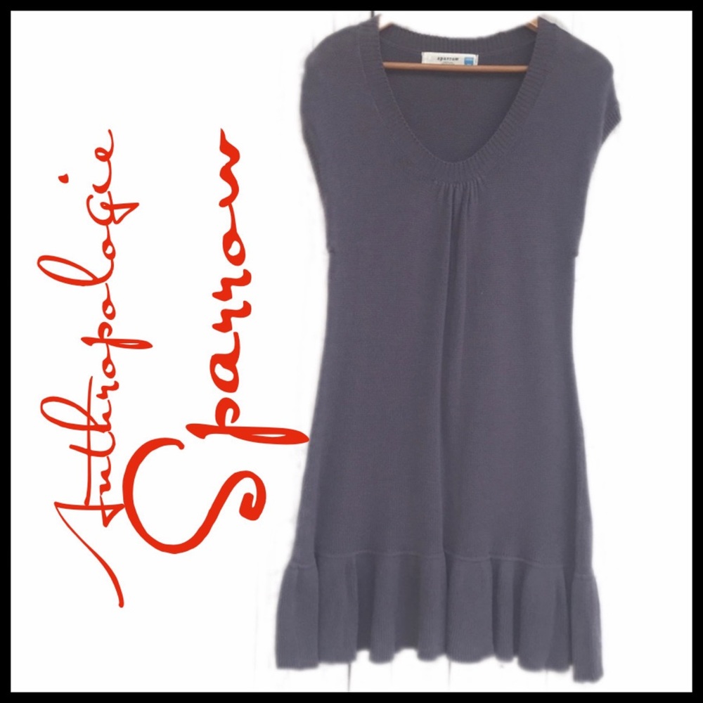 Anthropologie Sparrow Lilac Ruffle Hem Knit Dress
